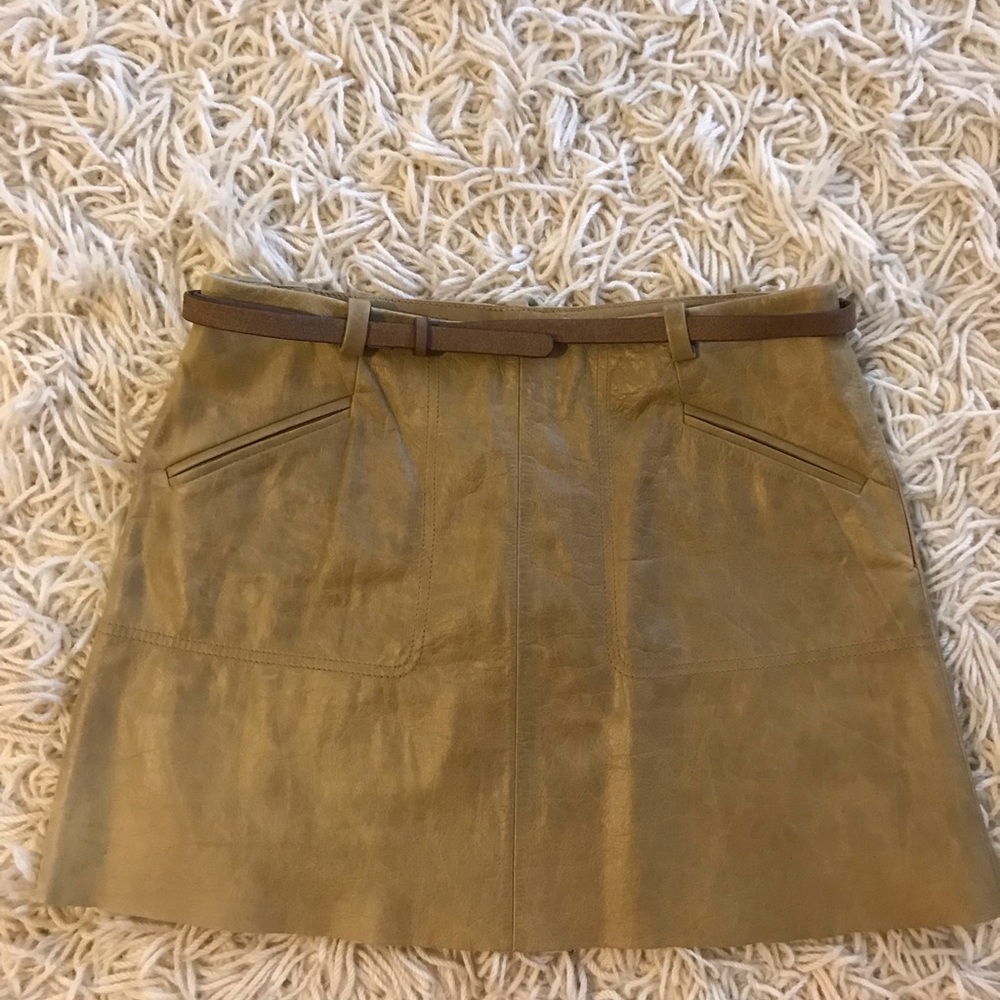 Joie Leather Camel Brown Mini Skirt Medium Size